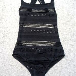 Women's size small fishnet see through one piece black lingerie